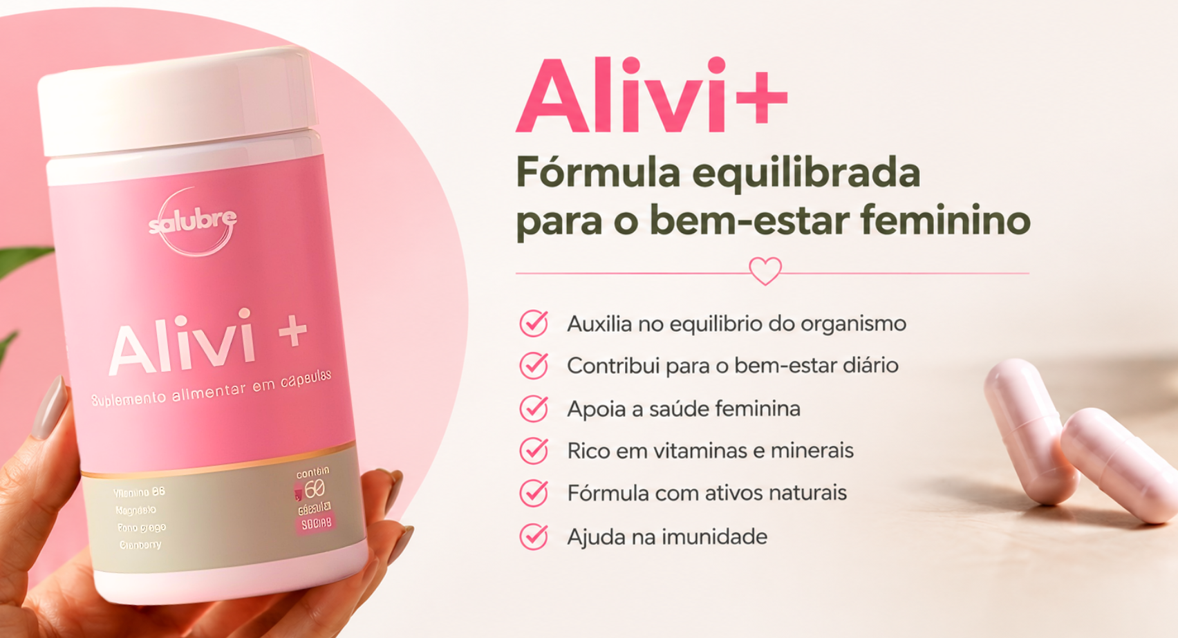 Alivi+ — Fórmula equilibrada para o bem-estar feminino